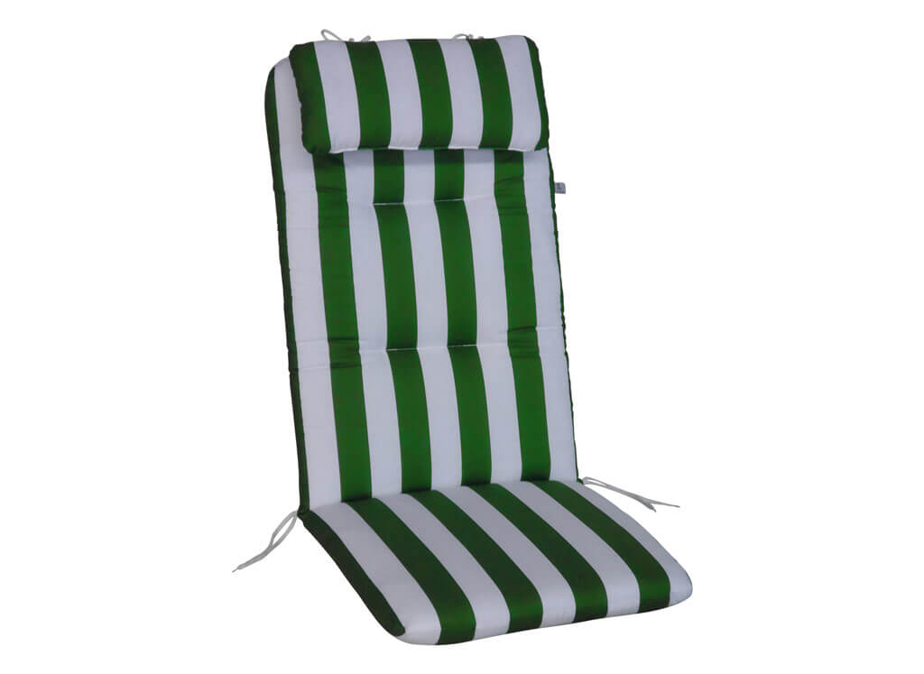 grün/weiß mit Kissen, Blockstreifen Sesselpolster hoch